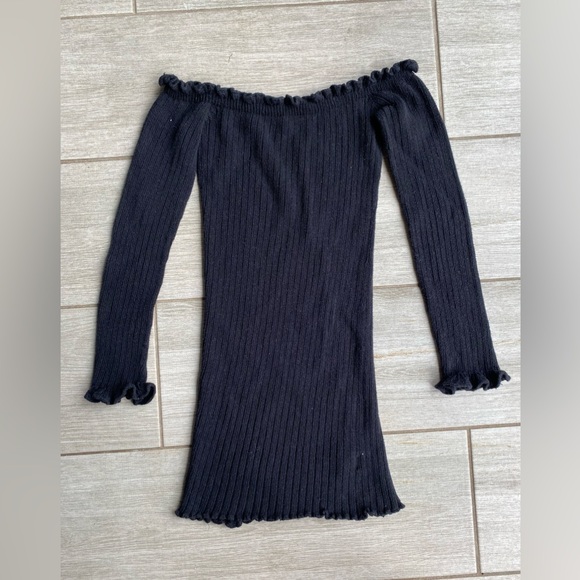 Nasty Gal Black Ribbed Cold Shoulder Mini Dress, Size Small - Picture 8 of 8